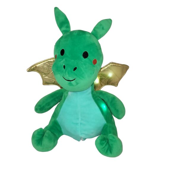 FAO Schwarz Plush Green Dragon Stuffed Animal Toy LED Lights Sound - Picture 1 of 16